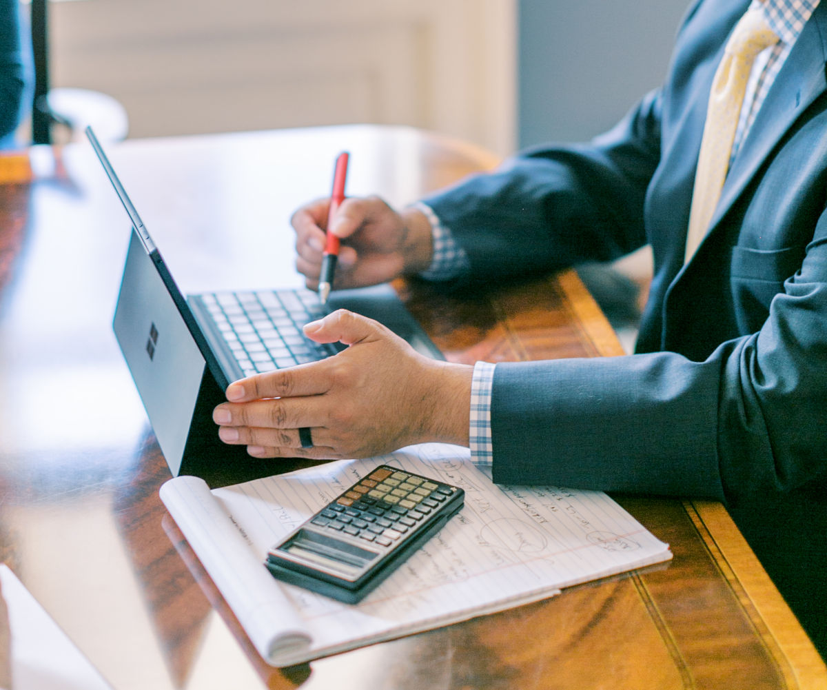 An advisor discussing a client's finances